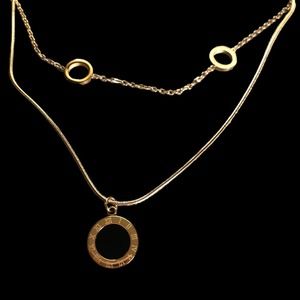 DOUBLE Chain Gold Circles Necklace